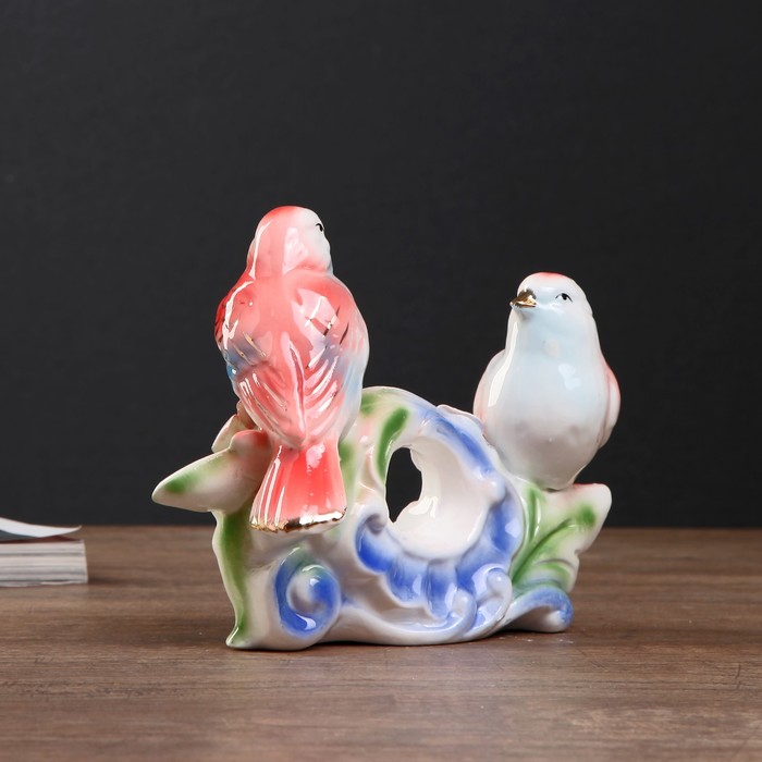 Сувенир керамика "Две птички с розами" 12,5х16,5х6,5 см 