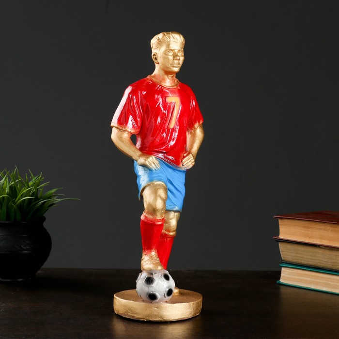 Фигура "Футболист №7" бронза с красным, 38см 