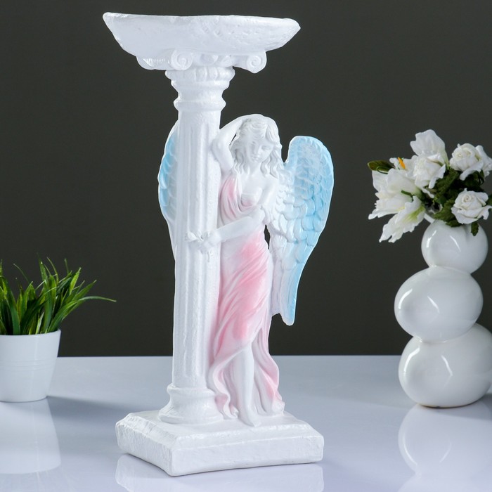 Фигура "Ангел девушка у колонны" цветной 18х21х43 см, 