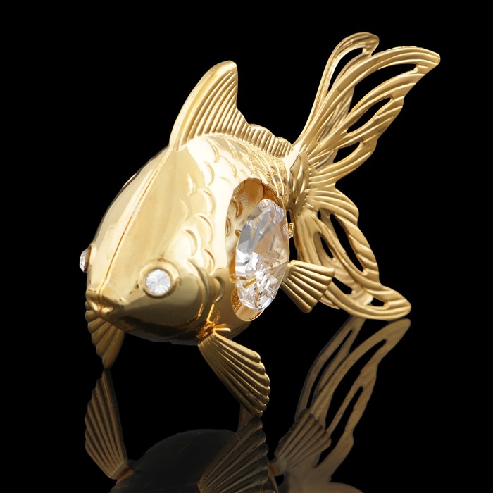 Сувенир «Золотая рыбка», 6×3×4,5 см, с кристаллами Сваровски 
