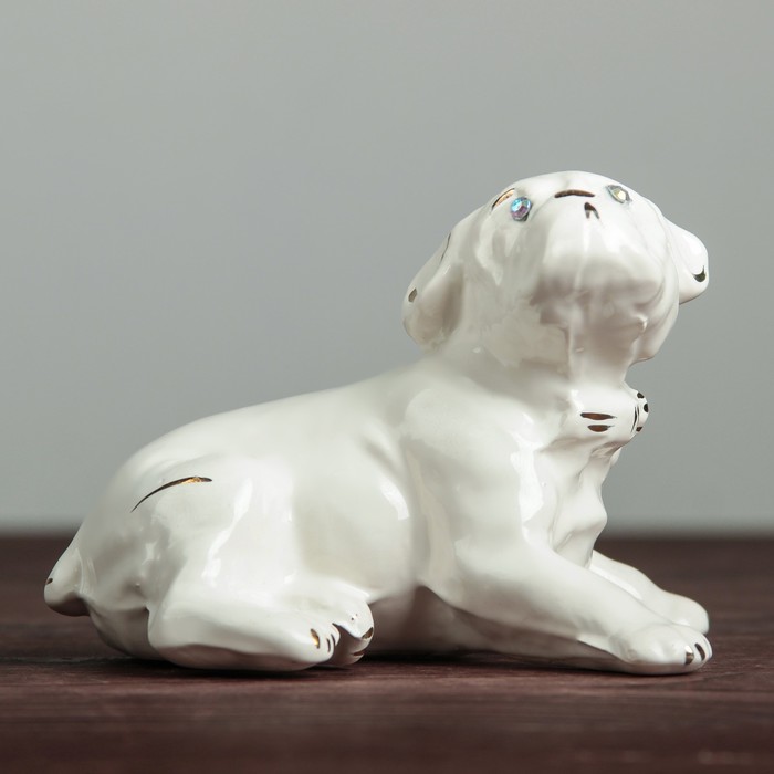Фигура садовая "Собака Бульдог" белый 