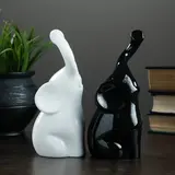 Фигура "Пара слонов" черный + белый глянец 7х12х16см  - фото 3