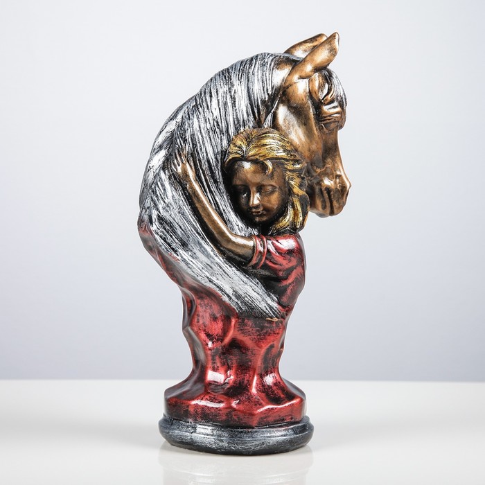 Статуэтка "Девушка с конем", бронза, 36 см, микс 