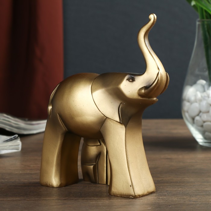Сувенир полистоун "Африканский слон со слонятами" бронза (набор 3 шт) 16х12х6,5 см 