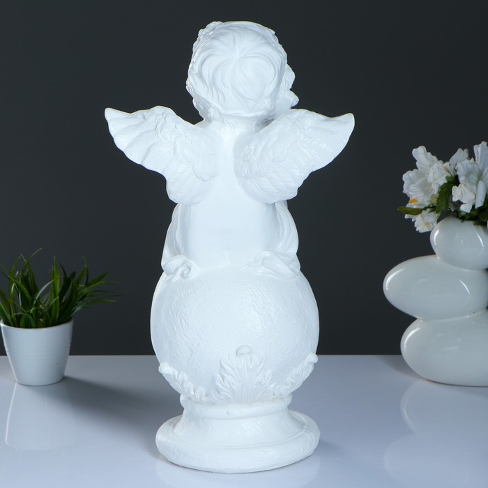 Фигура «Ангел со скрипкой улыбчивый» белый 26×21×48см 