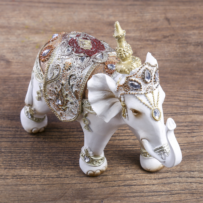 Сувенир полистоун "Белый слон Махараджи в богатой попоне" 14,5х6х16,5 см 