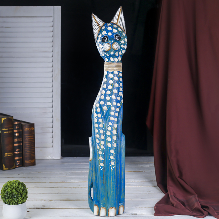 Сувенир дерево "Синяя пятнистая кошка" 6х13х80 см 