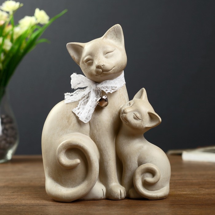 Сувенир полистоун "Кошка с бантом и котёнком" 20х15,5х8,5 см 