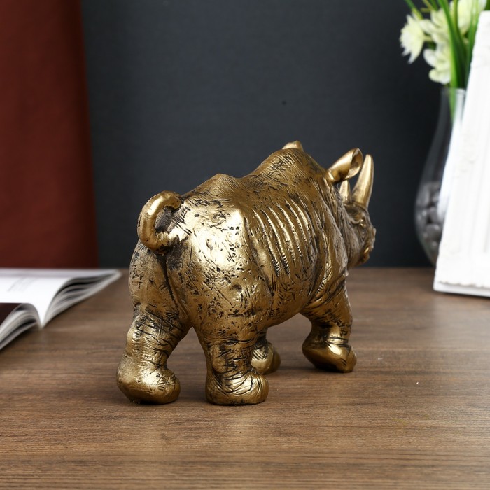 Сувенир полистоун "Золотой носорог" 12,5х22х7 см 