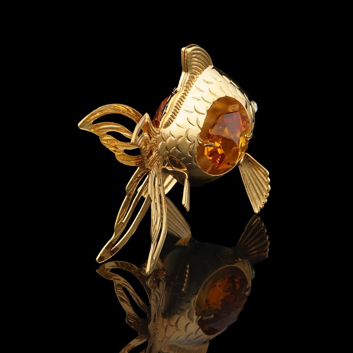 Сувенир «Золотая рыбка», 6×3×4,5 см, с кристаллами Сваровски 