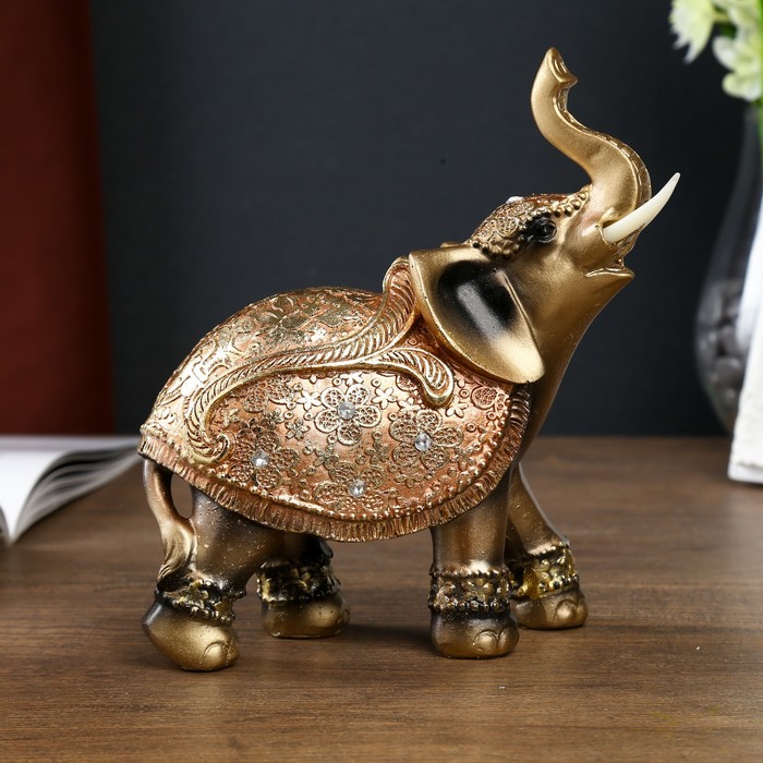 Сувенир полистоун "Слон в золотой императорской попоне" 16,5х17х6,5 см 