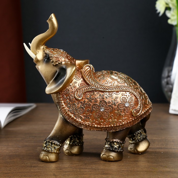 Сувенир полистоун "Слон в золотой императорской попоне" 16,5х17х6,5 см 