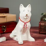 Фигура садовая "Собака Овчарка с ошейником" белый 