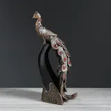 Статуэтка "Павлин", на стойке, коричнево-бронзовый  - фото 3