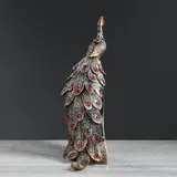 Статуэтка "Павлин", на стойке, коричнево-бронзовый  - фото 4