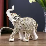 Сувенир полистоун "Белый слон со слонёнком с ажурным цветочным рисунком" 14,7х9,4х16 см  - фото 2