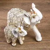 Сувенир полистоун "Белый слон со слонёнком с ажурным цветочным рисунком" 14,7х9,4х16 см  - фото 3