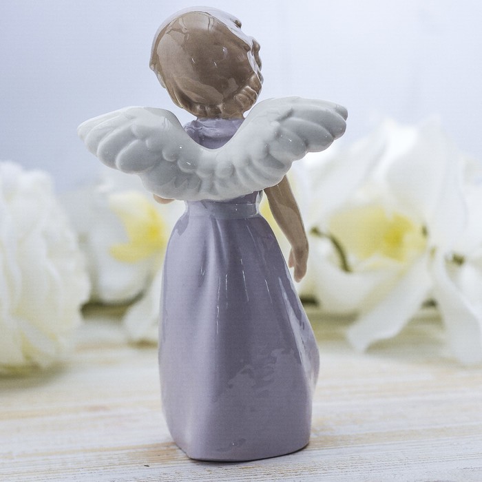 Сувенир "Ангел в сиреневом платье с цветами" лак 18,5х11х5,5 см 