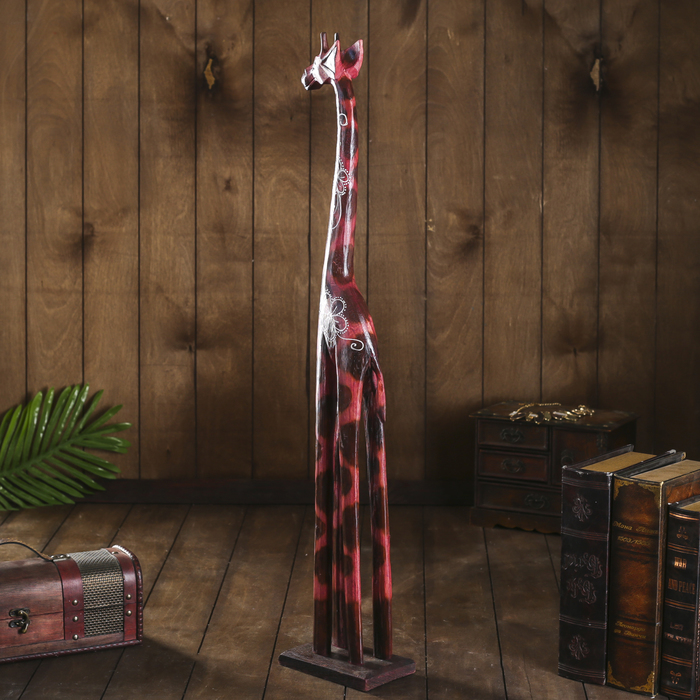 Сувенир дерево "Красный жираф с цветочками" 9,5х15,5х80 см 