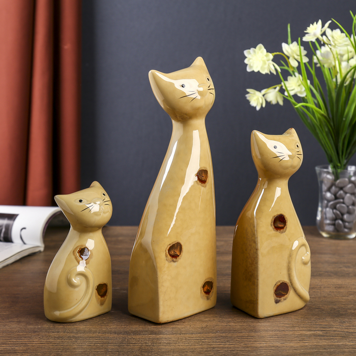 Сувенир керамика "Котятки в пятнышко" набор 3 шт 22х20х4 см 