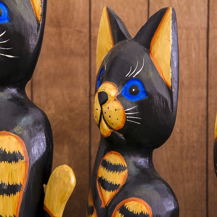 Набор сувенирный "Тёмные кошки с голубыми глазами"(40,50,60) 28х10х60 см 