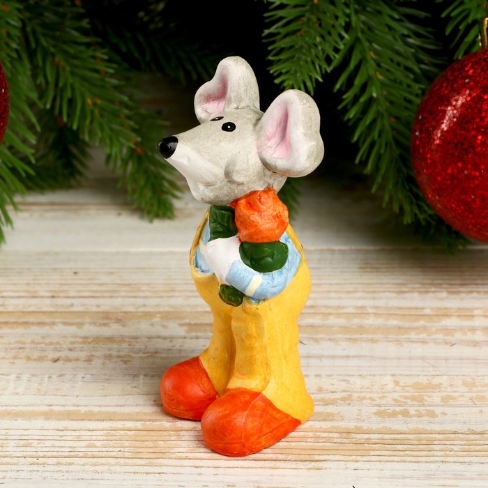 Сувенир керамика "Нарядный мышь с розой" 10,2х4,5х3,7 см 