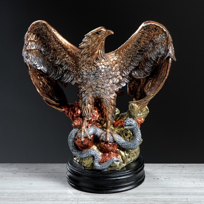 Статуэтка "Орёл огромный со змеёй" бронза цветной 41 см 