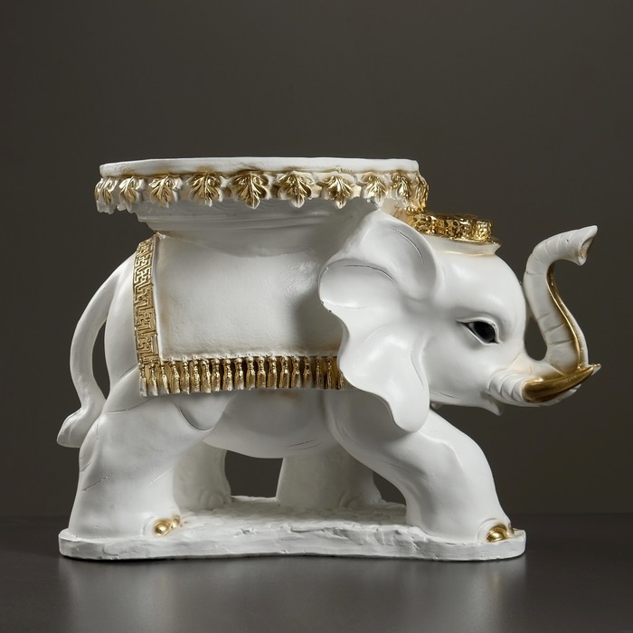 Фигура - подставка "Слон Звезда" бело-золотой, 45×28×33 см 