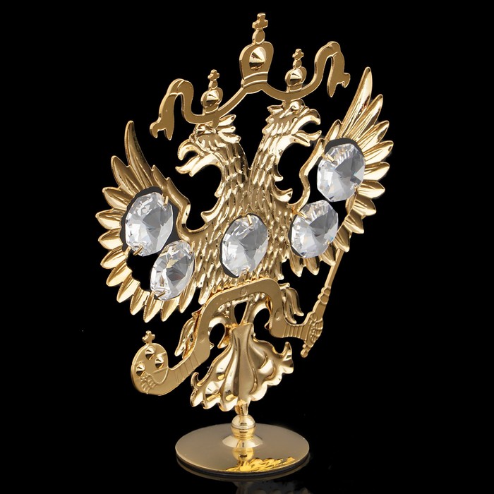 Сувенир «Герб России», 9,5×3×11 см, с кристаллами Сваровски 