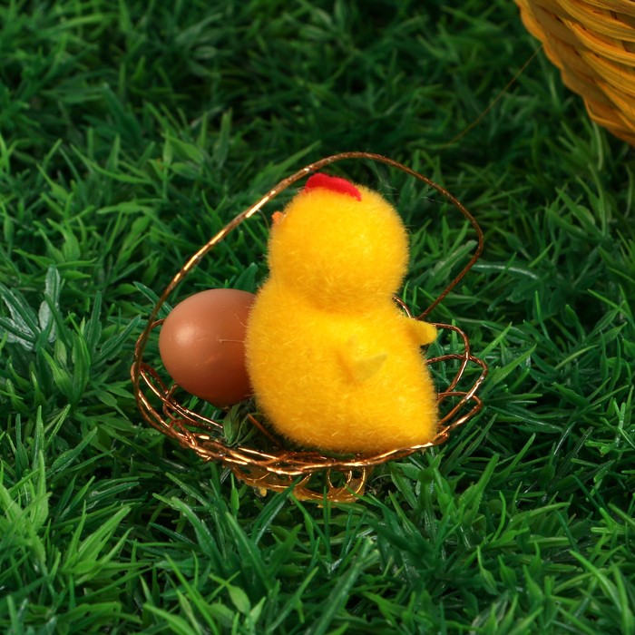 Сувенир пасхальный "Цыплёнок с яичком в корзине" (набор 12 шт) 5,5х25,5х17 см 