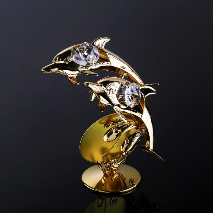 Сувенир «Два дельфина», 7×4.5×9 см, с кристаллами Сваровски 