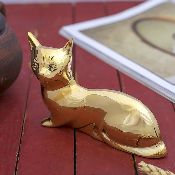 Сувенир латунь "Кошка" 16х5х10 см 