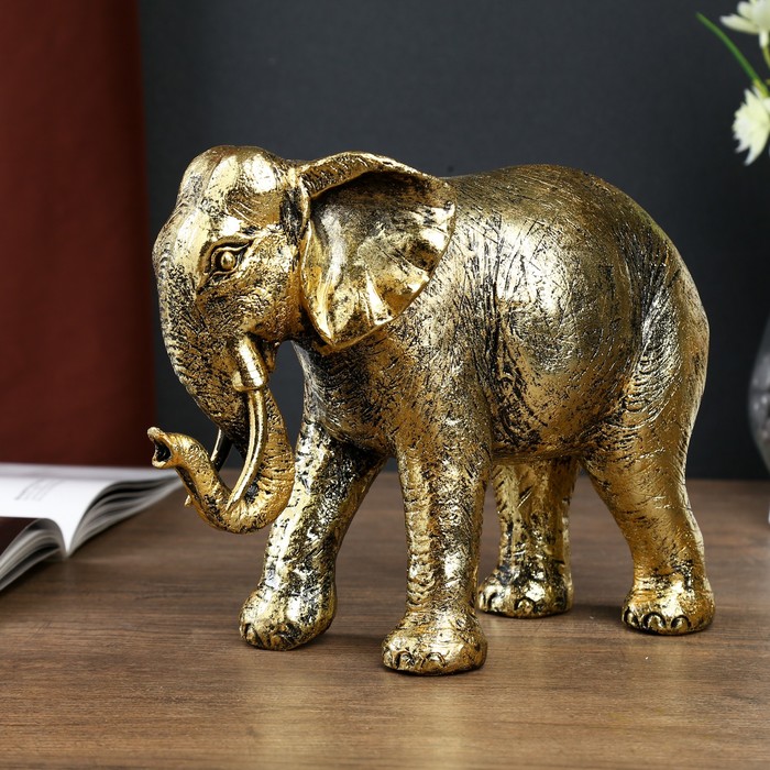 Сувенир полистоун "Золотой слон" 16,5х27х8,5 см 