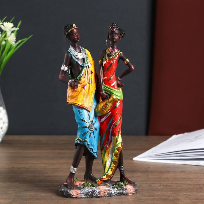 Сувенир полистоун "Молодая пара из Африки" МИКС 31,5х8х16 см 