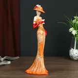 Сувенир полистоун "Девушка в оранжевом платье 20-30-х годов" 31,5х12,5х9,5 см 