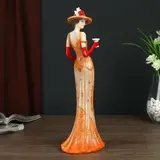 Сувенир полистоун "Девушка в оранжевом платье 20-30-х годов" 31,5х12,5х9,5 см  - фото 2