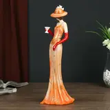 Сувенир полистоун "Девушка в оранжевом платье 20-30-х годов" 31,5х12,5х9,5 см  - фото 3