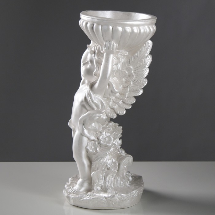 Статуэтка "Ангел с Чашей над головой" перламутр, 50 см 