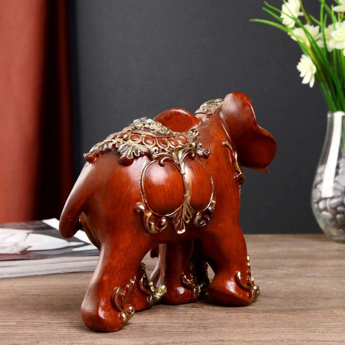 Сувенир полистоун "Слон со слонёнком в попоне со стразой" 21х16х10 см 