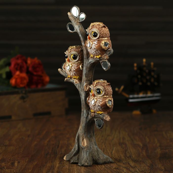 Сувенир полистоун "Три совушки на деревце" 29,3х15х8,5 см 