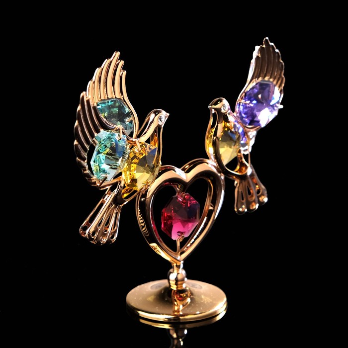 Сувенир «Лебеди на сердце», 3×9,5×8 см, с кристаллами Сваровски 