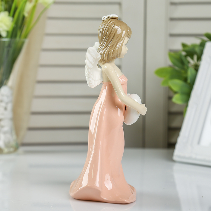 Сувенир керамика "Девочка-ангел в цветном платье с сердцем" МИКС 21,3х14х8 см 