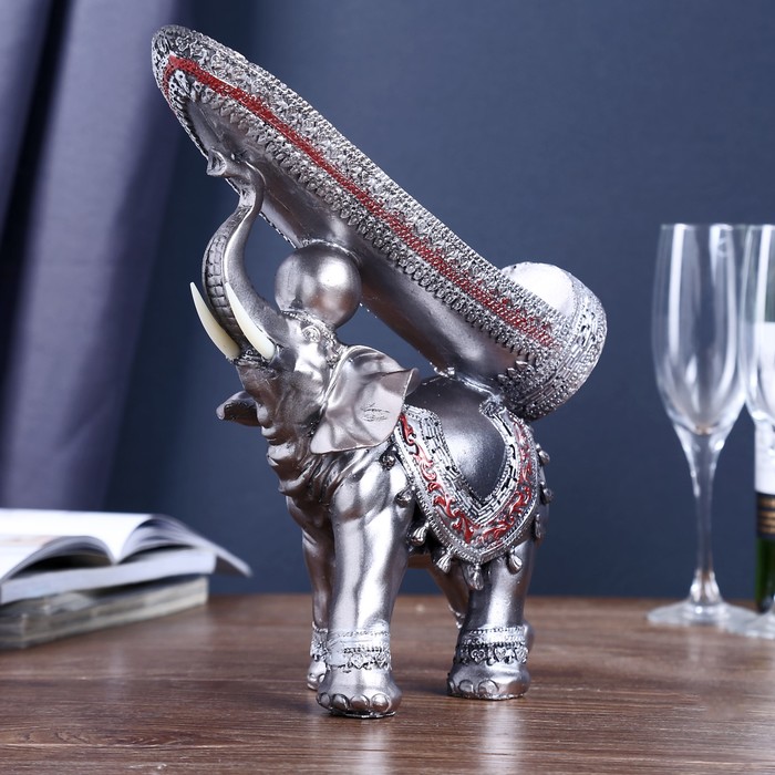 Сувенир полистоун подставка под бутылку "Грифельный слон" 29,5х29х10 см 
