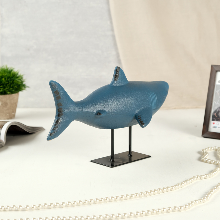 Сувенир керамика "Акула" синий матовый 20х32х15 см 