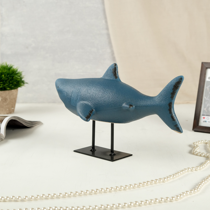 Сувенир керамика "Акула" синий матовый 20х32х15 см 