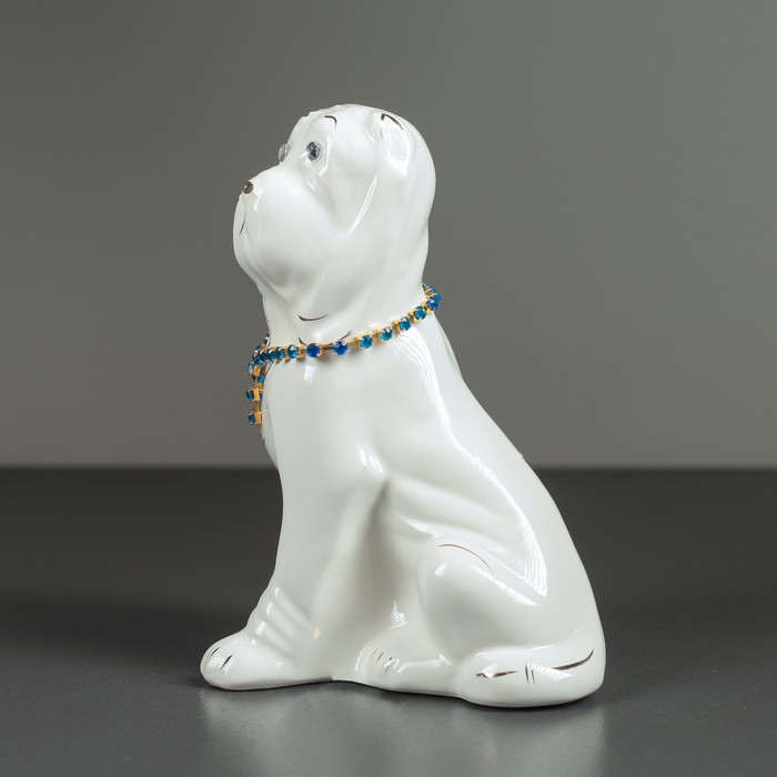 Фигура садовая "Собака Мастифф с ошейником" белый 