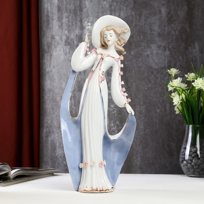 Сувенир керамика "Богиня в платье со шлейфом" цветной 37х11,5х16 см 