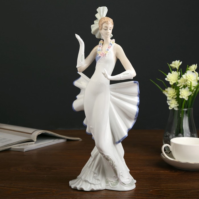 Сувенир керамика "Дама в платье фасона русалка" 38х16х13 см 