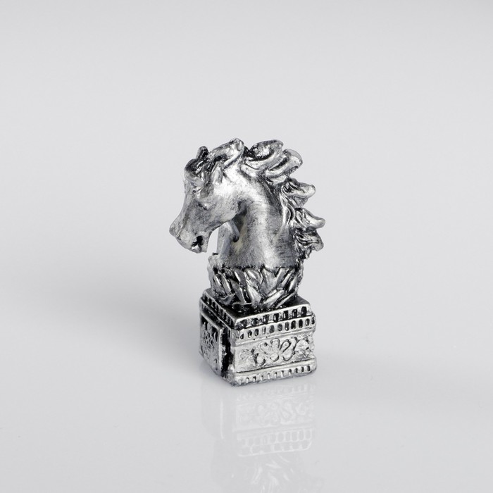 Сувенир полистоун "Конь", серебряный 