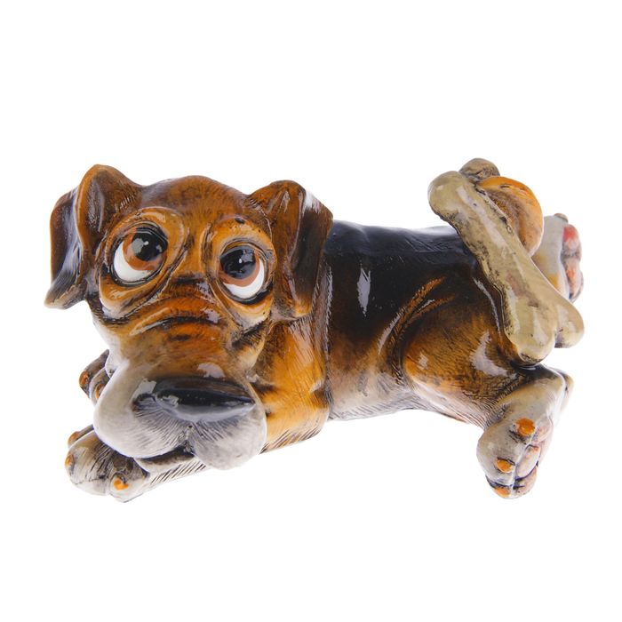 Сувенир полистоун "Пёс Феликс с косточкой" 9,8х10х11,5 см 